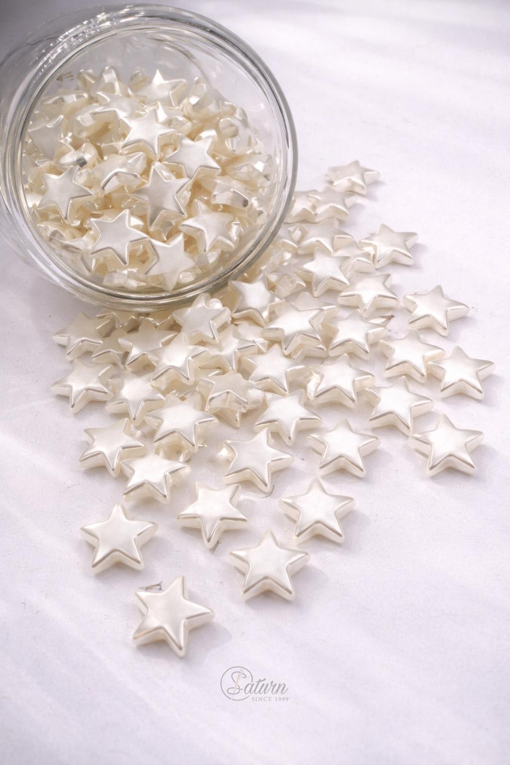 Perle / margele ivoar forma stea  pentru accesorii handmade si decor 500g – finisaj sidefat M8 mercerie saturn 