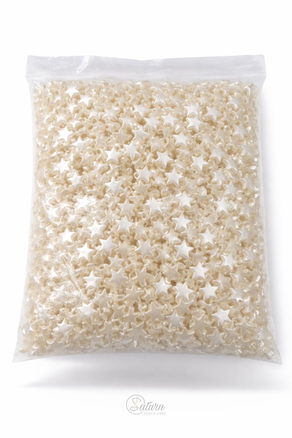 Perle / margele ivoar forma stea  pentru accesorii handmade si decor 500g – finisaj sidefat M8 mercerie saturn 