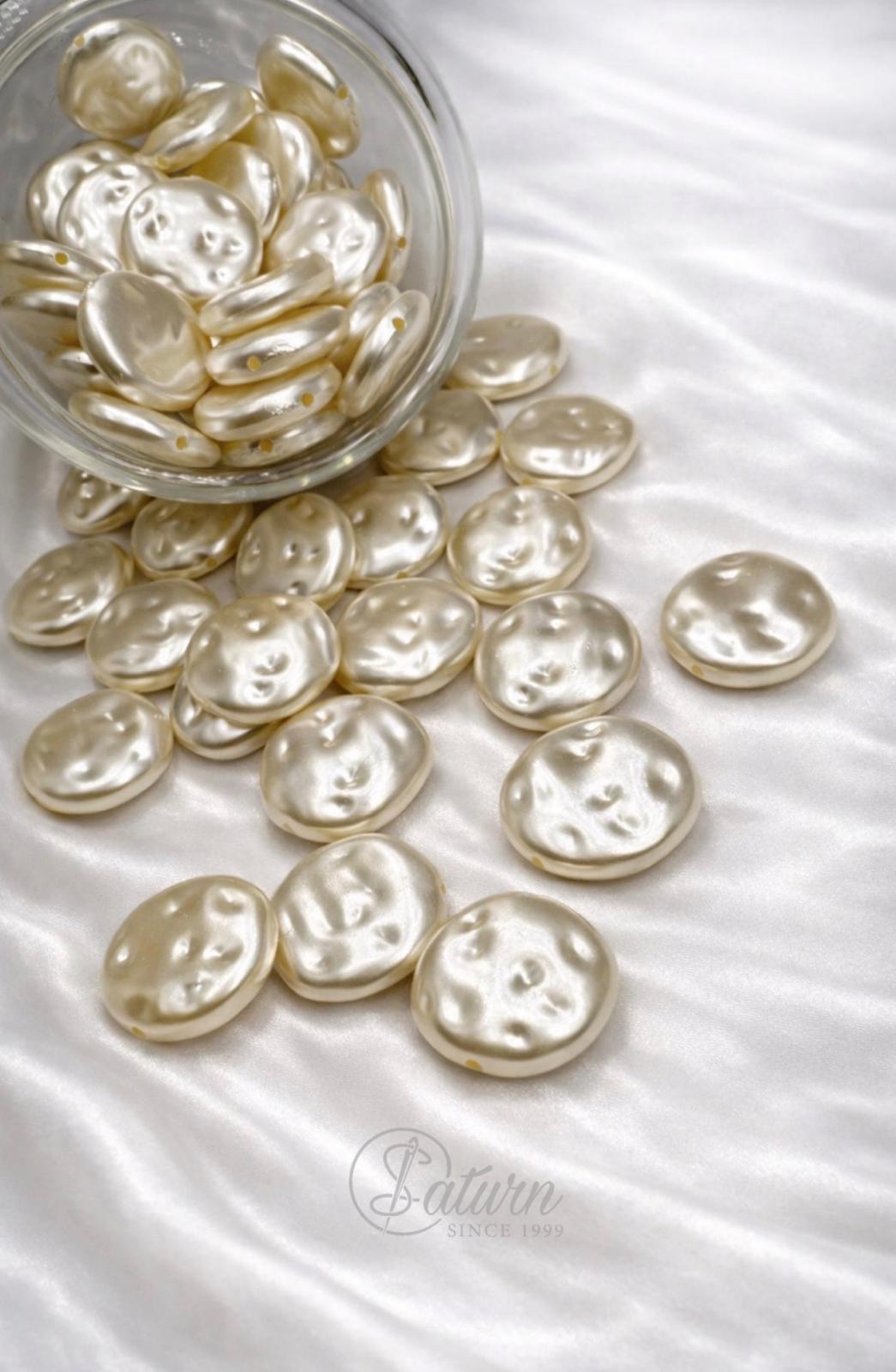 Perle / margele ivoar plate forma rotunda texturata 500g pentru bijuterii si decor M13