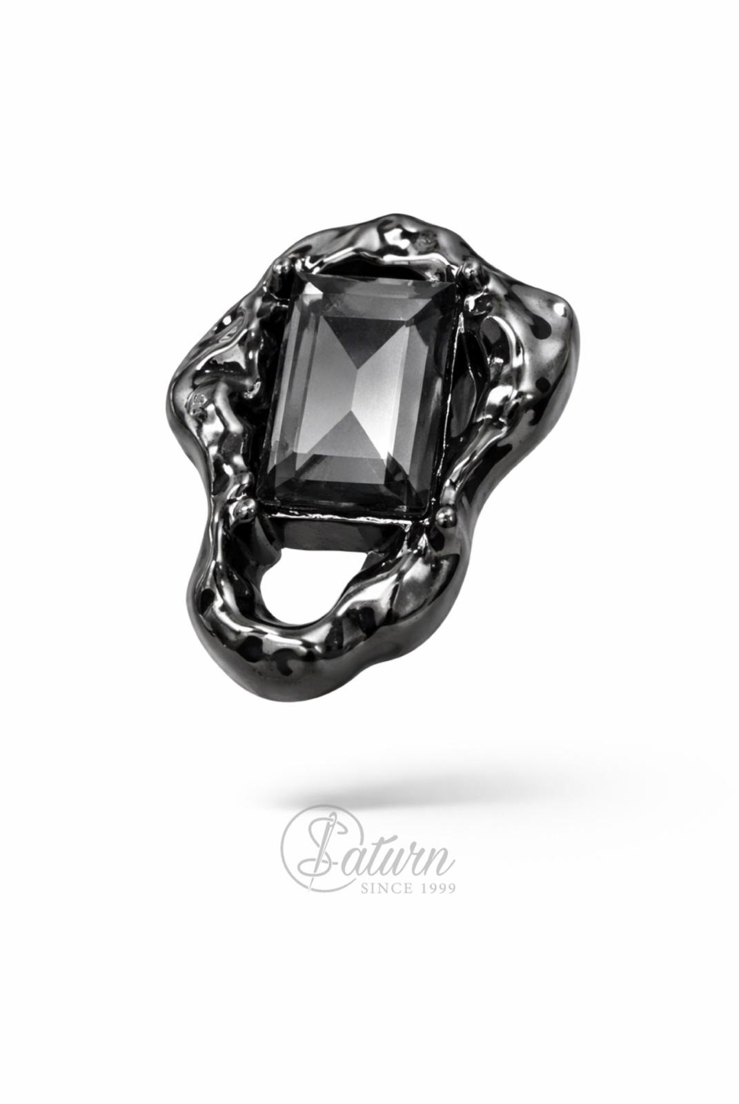 Set 10 nasturi decorativi metal negru cu cristal gri– model elegant modern mercerie saturn 