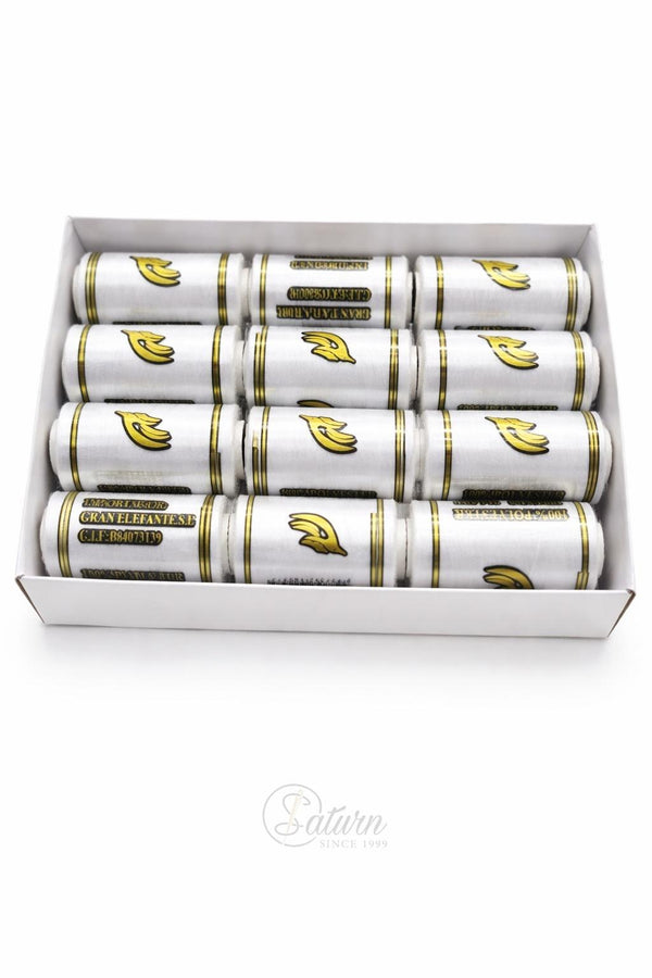 Set ata de cusut poliester 40S/2 pentru masina si cusaturi manuale – alb, 100% poliester, cutie 12 bucati