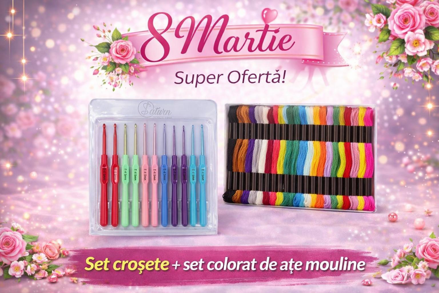 Set crosete si ate mouline colorate – Cadou creativ 8 Martie mercerie saturn