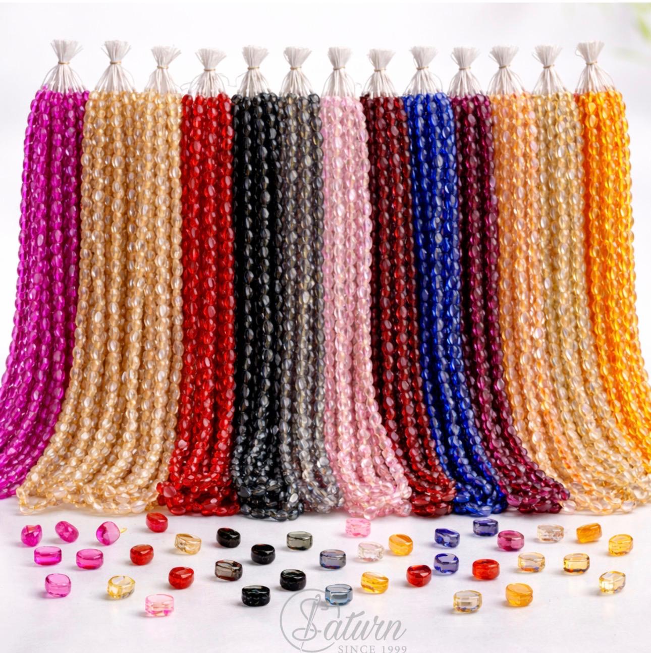 Sirag margele cristale fatetate 6x8 mm, model oval, 70 margele/sirag, culori diverse pentru bijuterii handmade mercerie saturn 