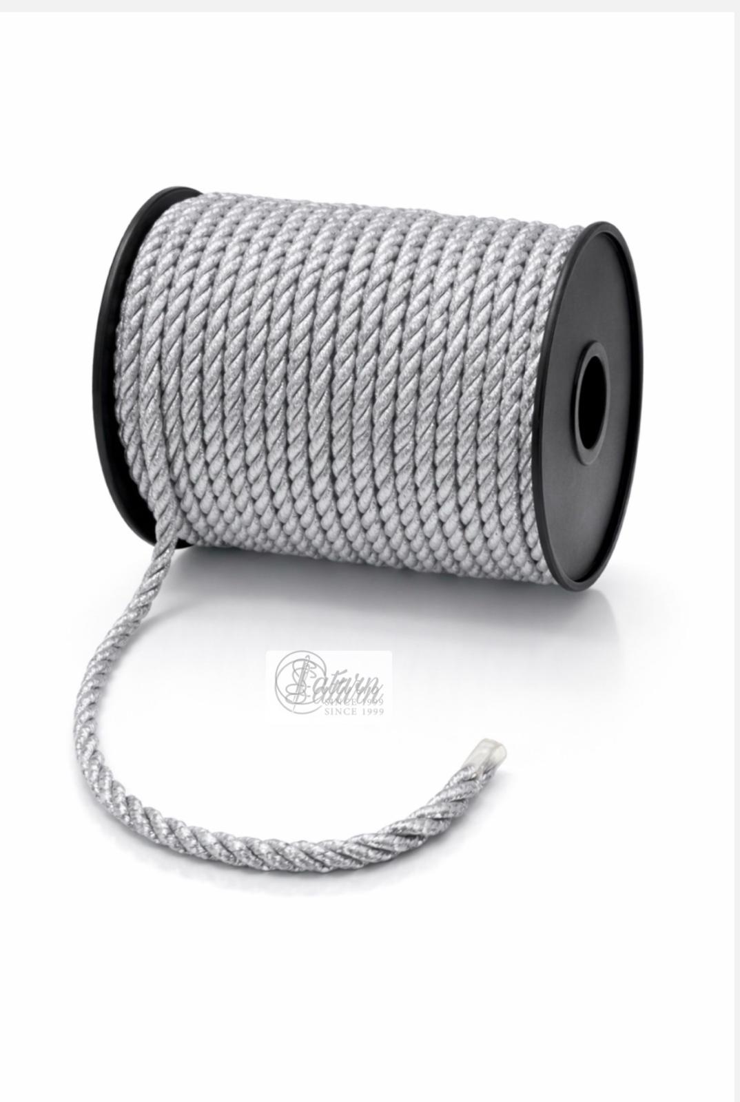 Snur Rasucit din Poliester 6 mm – Rolă 25 m – Accesoriu Decorativ Textil 
