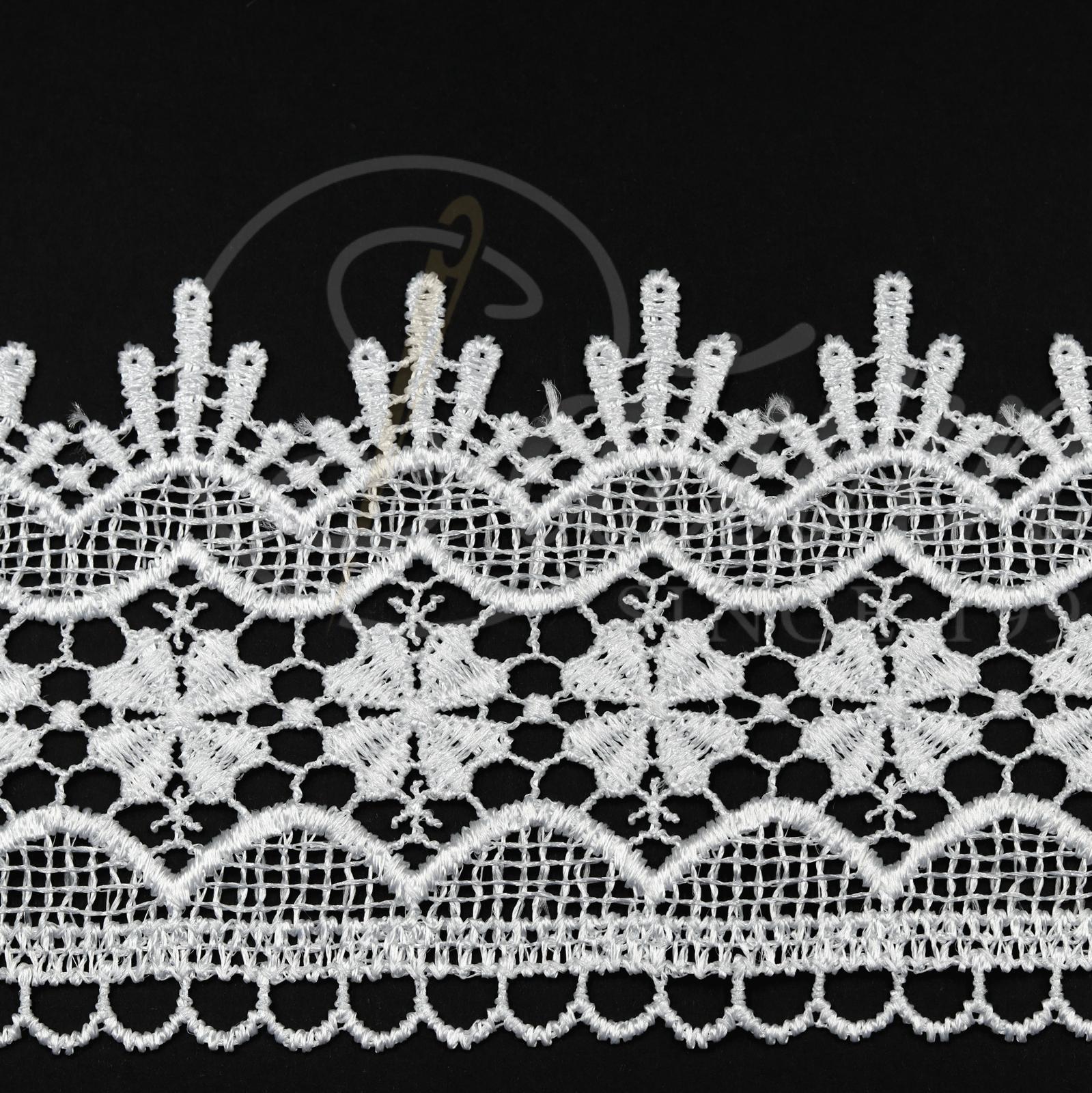 DANTELA GABIR DIN POLIESTER 8,5CM #4478-32-Alb (10 YARDS/CARD 9,10 METRI)