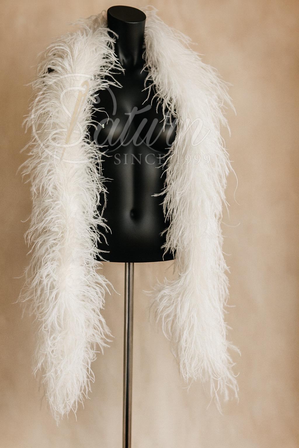 Sal din pene de strut natural – 7 straturi, extra pufos, lungime 2m | Accesoriu glam de lux
