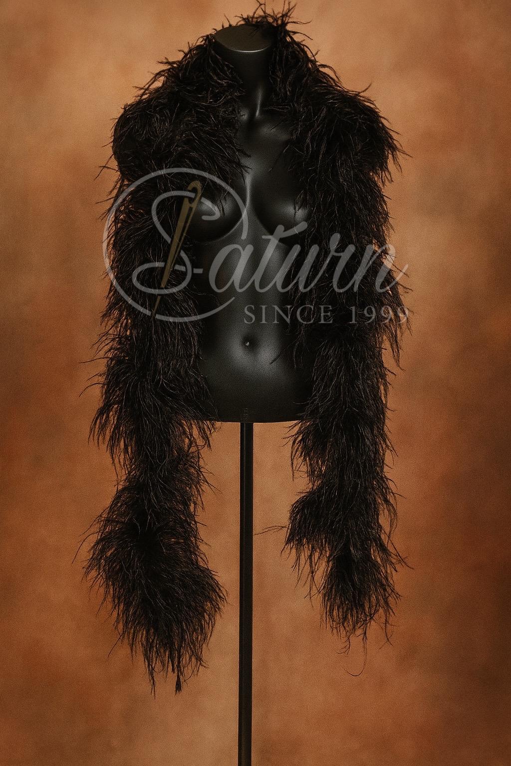 Sal din pene de strut natural – 7 straturi, extra pufos, lungime 2m | Accesoriu glam de lux