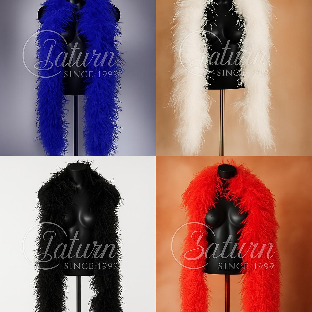Sal din pene de strut natural – 7 straturi, extra pufos, lungime 2m | Accesoriu glam de lux