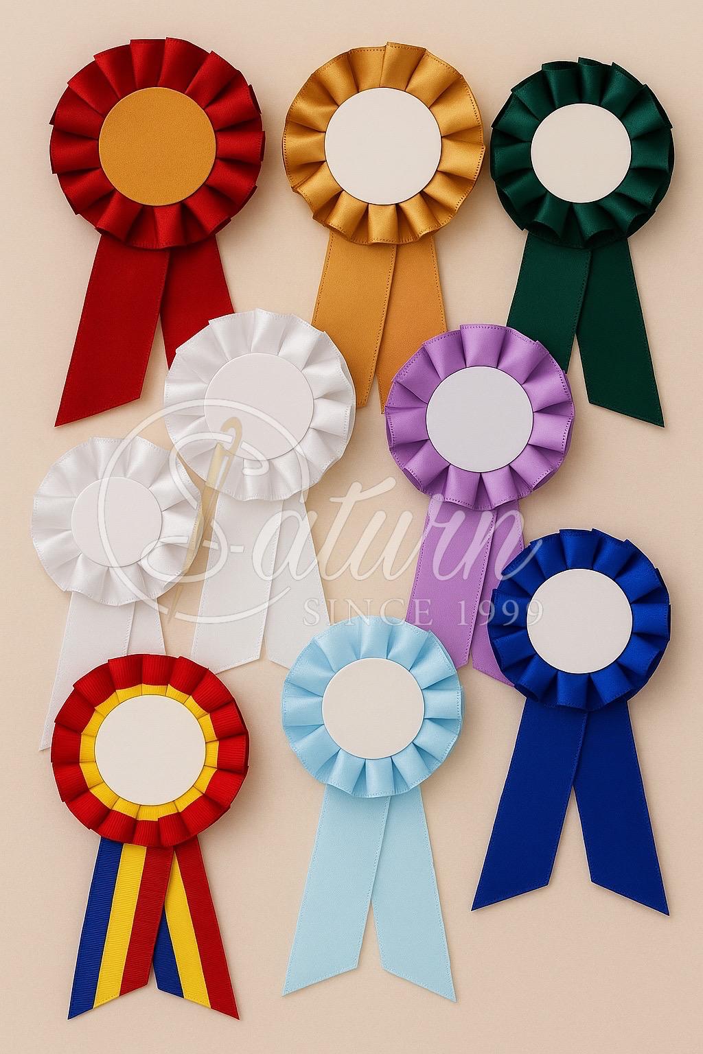 Cocarde din saten cu agrafa, 7.5× 14 cm, set 100 bucati – rozeta pentru evenimente