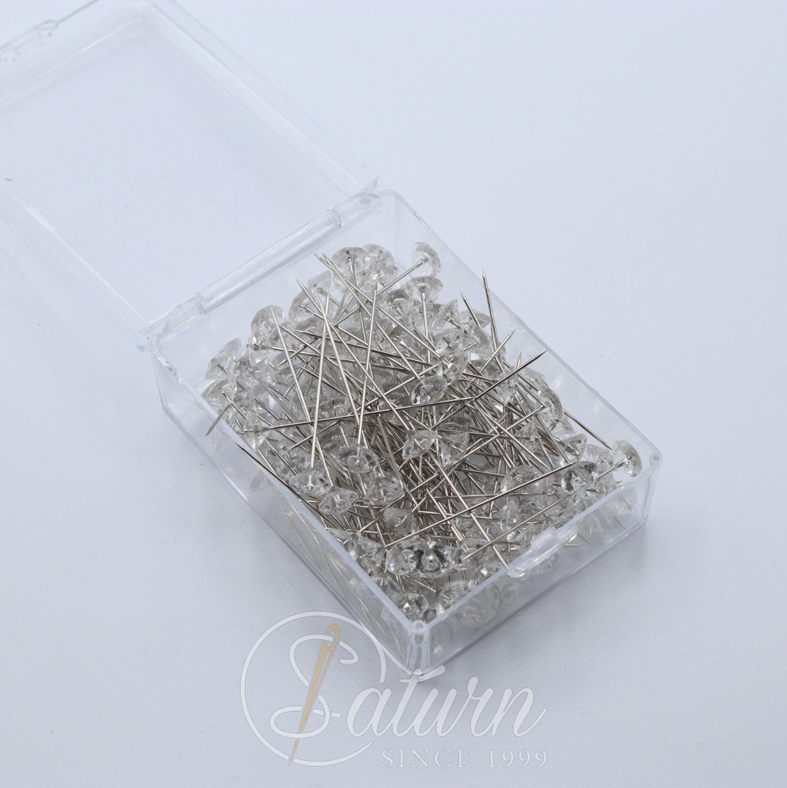 Bolduri cu cap din sticla transparenta, 5.1 cm – Set 150 bucati în cutie
