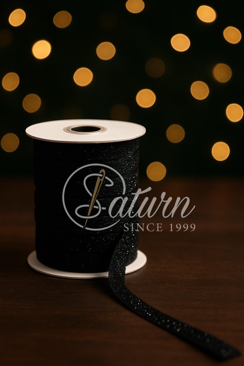 Banda catifea cu sclipici – 20 yards,(18.3Metri), latime 1 cm – Ideala pentru decor, craft și ambalaje cadouri