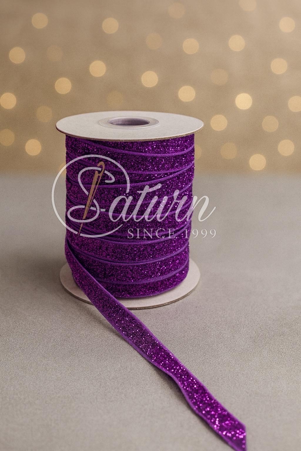 Banda catifea cu sclipici – 20 yards,(18.3Metri), latime 1 cm – Ideala pentru decor, craft și ambalaje cadouri