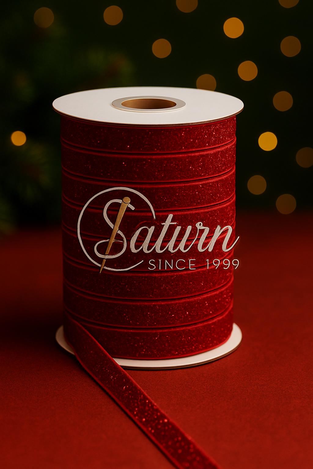 Banda catifea cu sclipici – 20 yards,(18.3Metri), latime 1 cm – Ideala pentru decor, craft și ambalaje cadouri