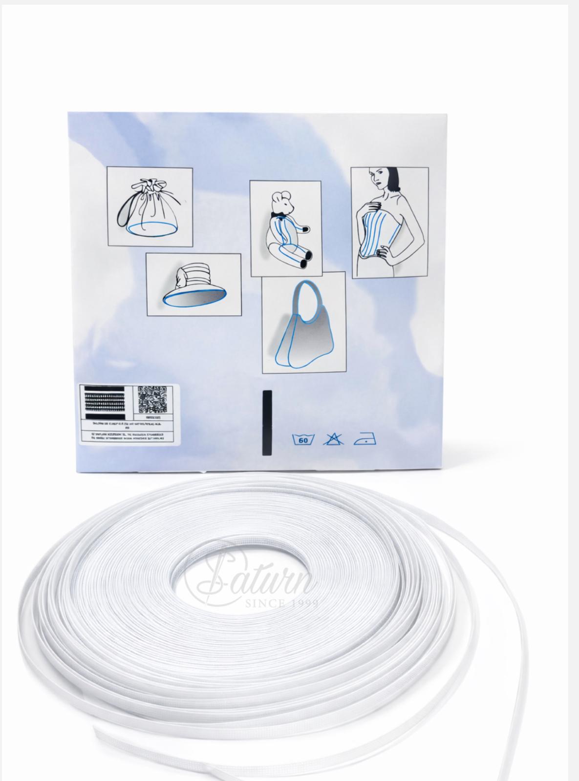 Balene de cusut Albe/Negre, 0.6cm,40Metri/rola flexibile – pentru corsete, rochii, genti și palarii | Mercerie