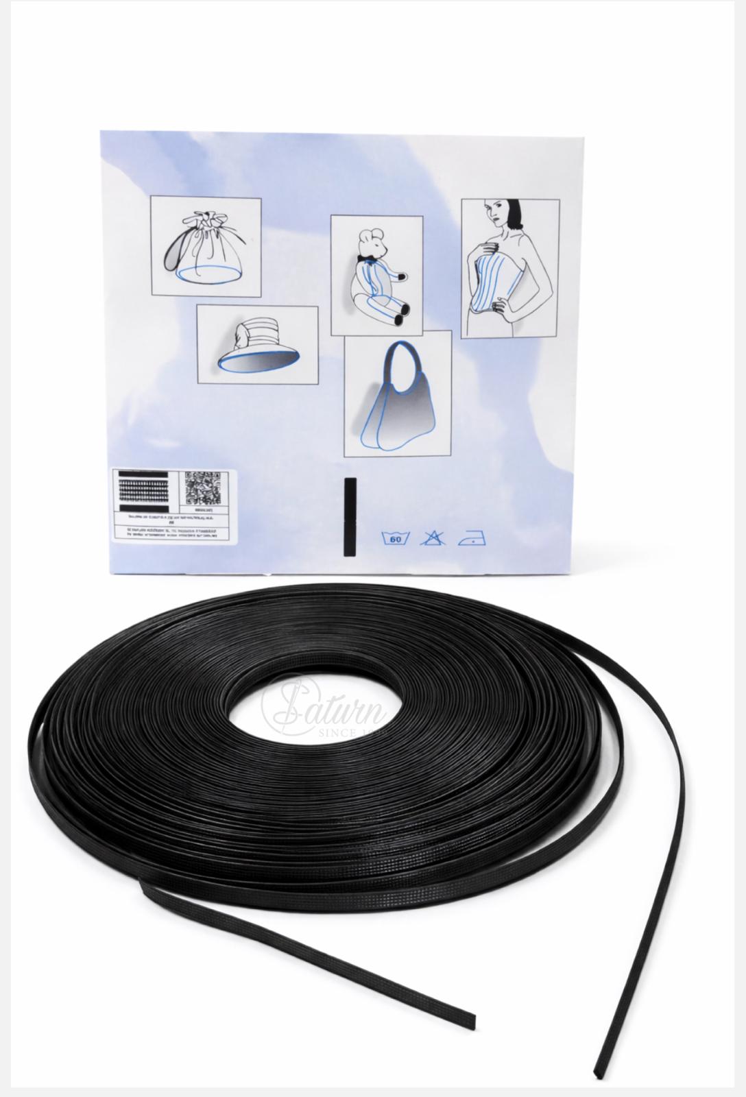 Balene de cusut Albe/Negre, 1cm,40Metri/rola flexibile – pentru corsete, rochii, genti și palarii | Mercerie