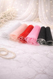 Volanase din tul(tulle) plisat cu perle 26cm /  3 metri pachetul , Accesorii textile elegante