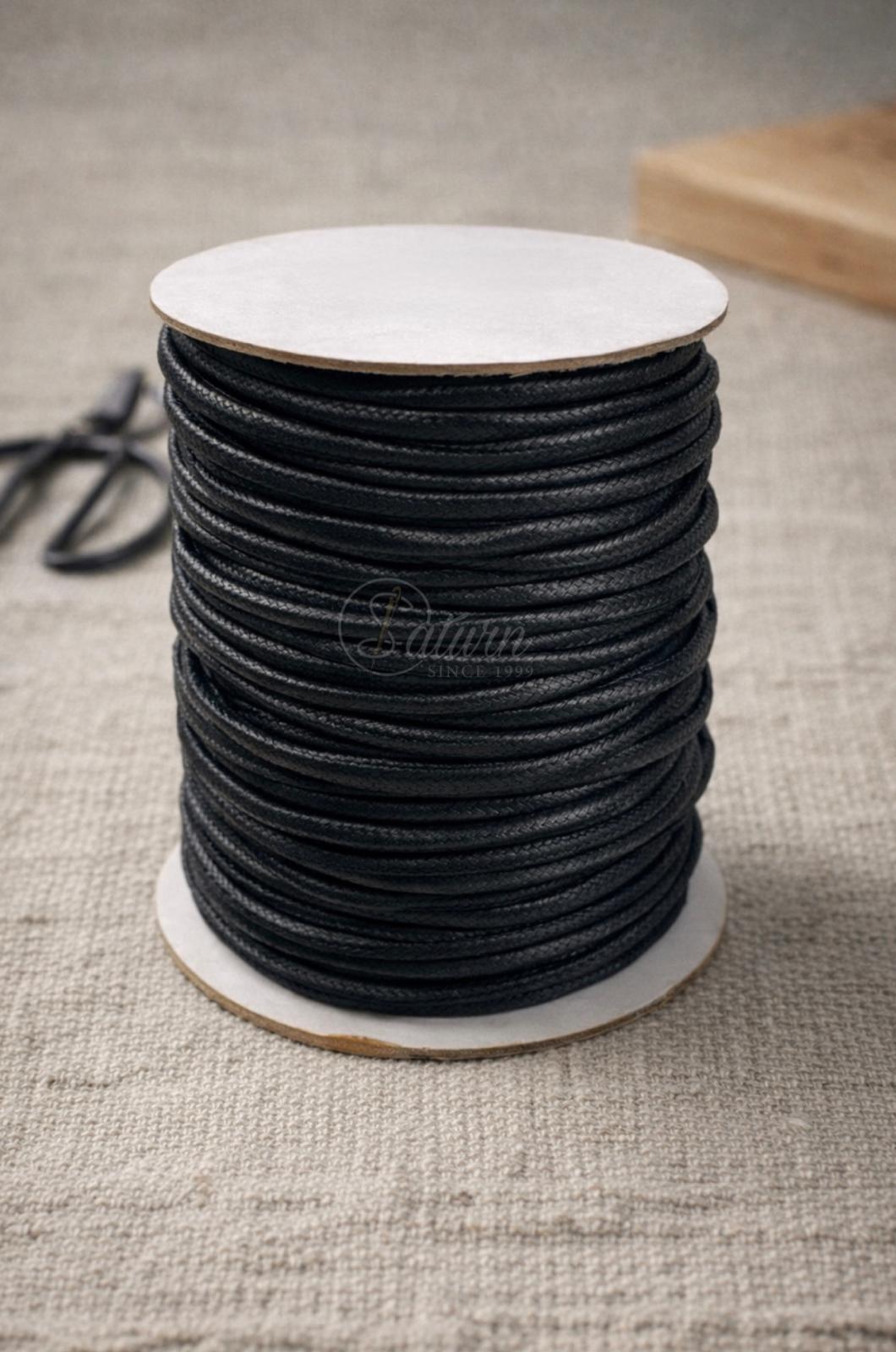 Snur cerat negru 3 mm – rola  50m | Rezistent pentru bijuterii, macrame și ambalaje