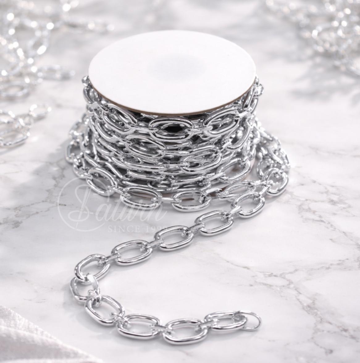 Lant metalic C1 17×26 mm – Auriu / Argintiu | Lant decorativ pentru genti, accesorii si bijuterii