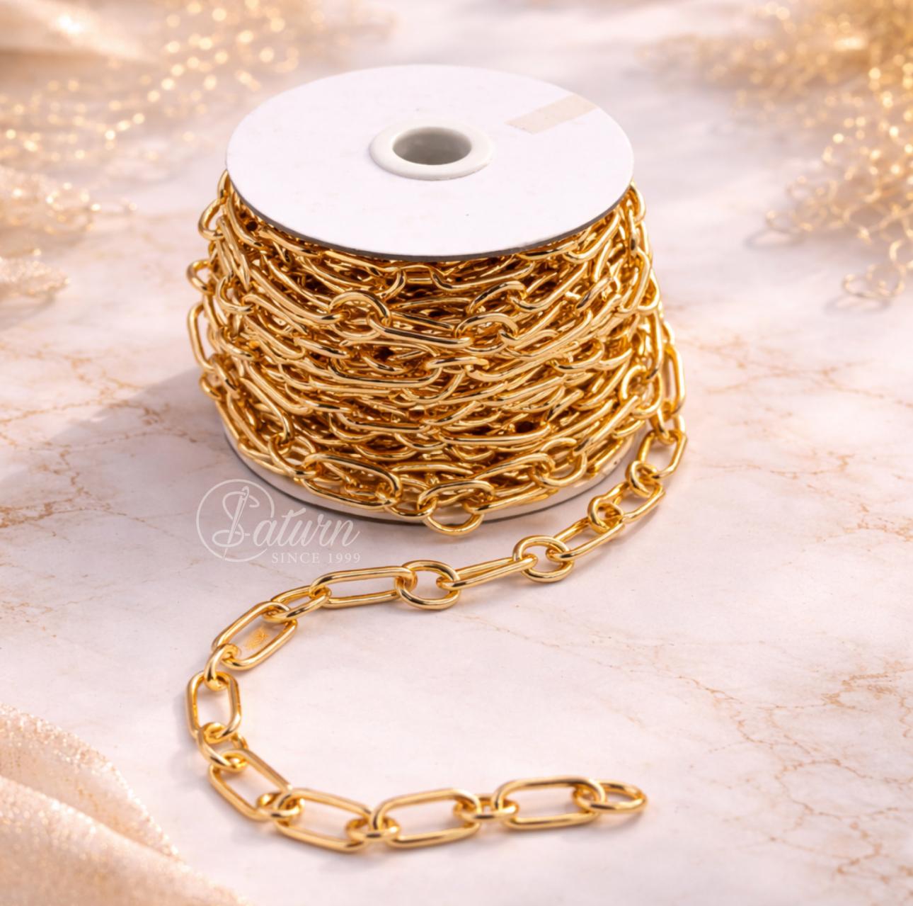 Lant Metalic C-40 12×26 mm Auriu – la metru |Lant decorativ pentru genti, accesorii si bijuterii