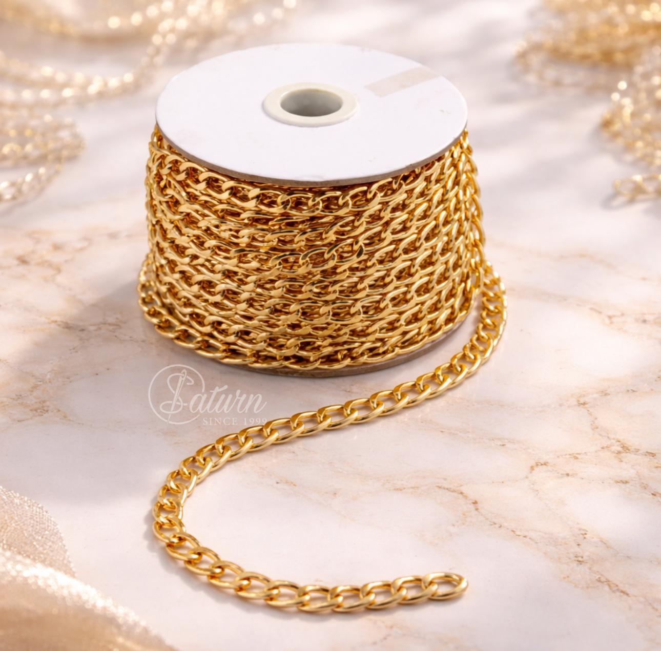 Lant metalic C-40 11×16 mm – Auriu/Argintiu | la metru/Lant decorativ pentru genti, accesorii si bijuterii