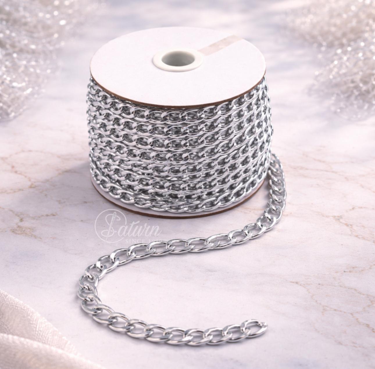 Lant metalic C-40 11×16 mm – Auriu/Argintiu | la metru/Lant decorativ pentru genti, accesorii si bijuterii