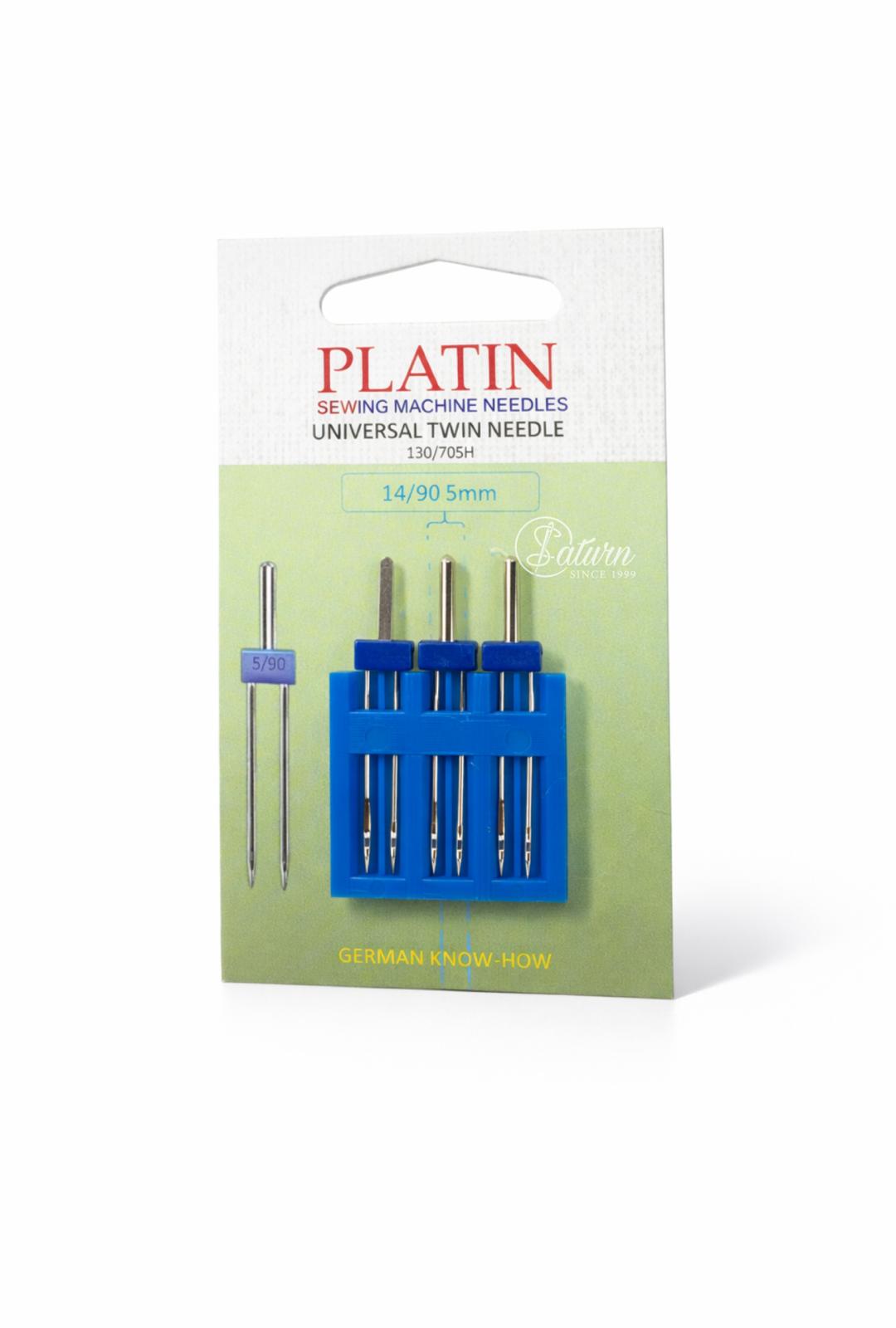 Ac PLATIN dublu universal pentru masina de cusut 14/90 5mm – cusaturi decorative și tivuri perfecte/la Set de 2 ace