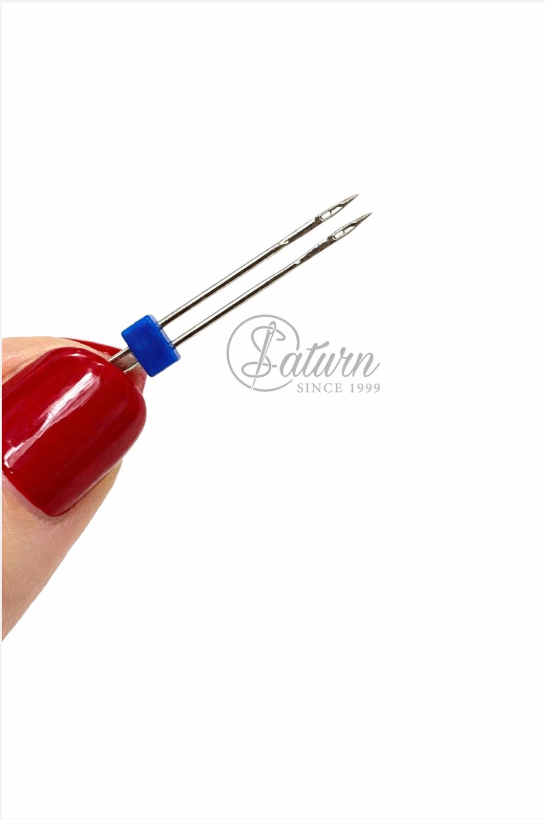 Ac PLATIN dublu universal pentru masina de cusut 14/90 5mm – cusaturi decorative și tivuri perfecte/la Set de 2 ace