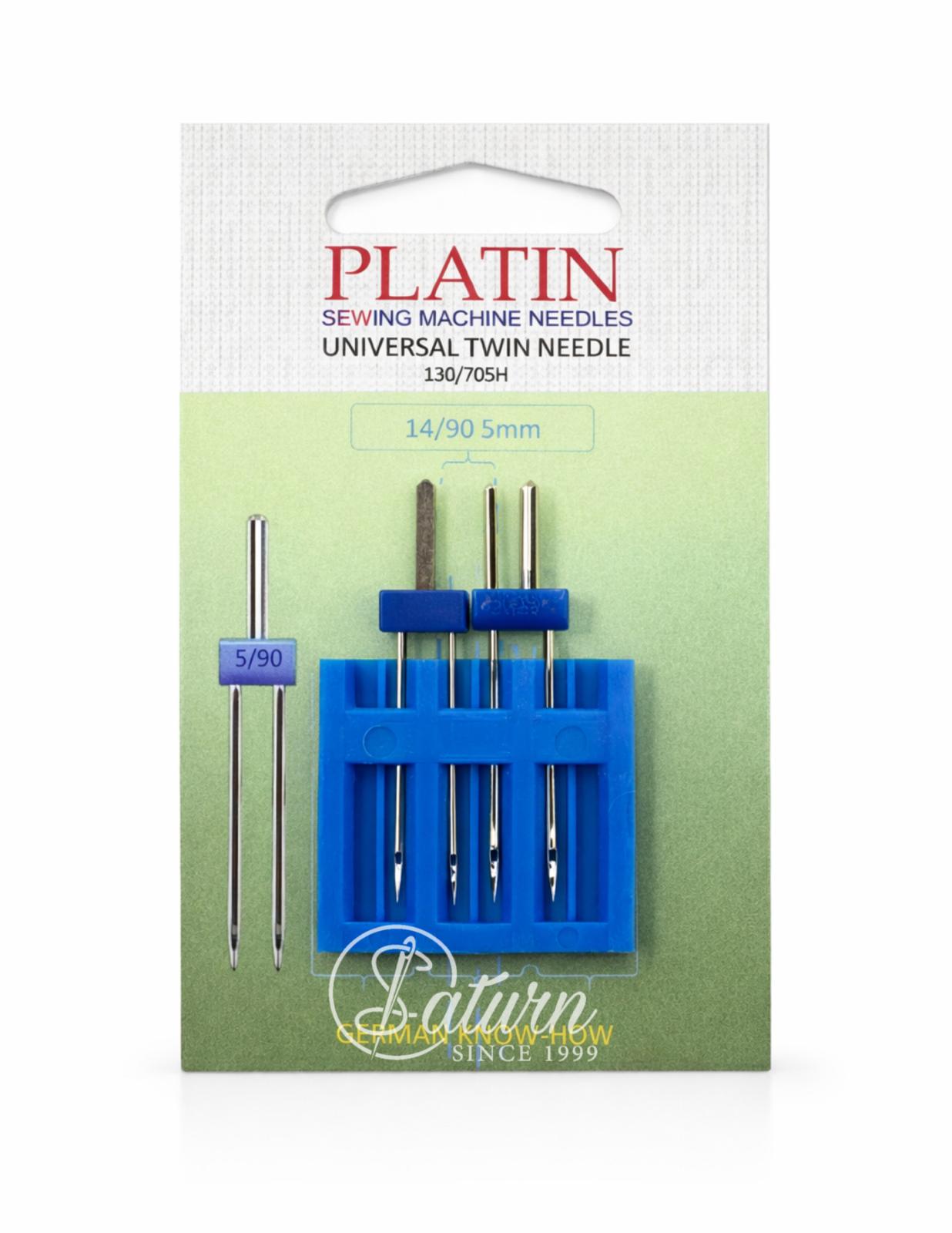 Ac PLATIN dublu universal pentru masina de cusut 14/90 5mm – cusaturi decorative și tivuri perfecte/la Set de 2 ace