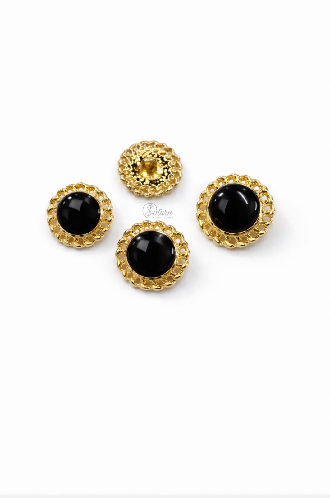 Nasturi metalici,decorativi N#04 aurii cu perla neagra – 28L (12 mm) și 34L (20 mm) 10 Buc/set