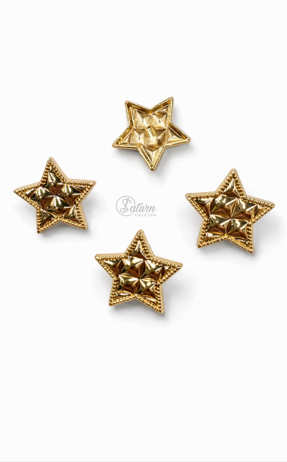 Nasturi metalici,decorativi N#02 aurii în formă de stea – 48L (2,5 cm) și 36L (1,5 cm) 10 Buc/Set