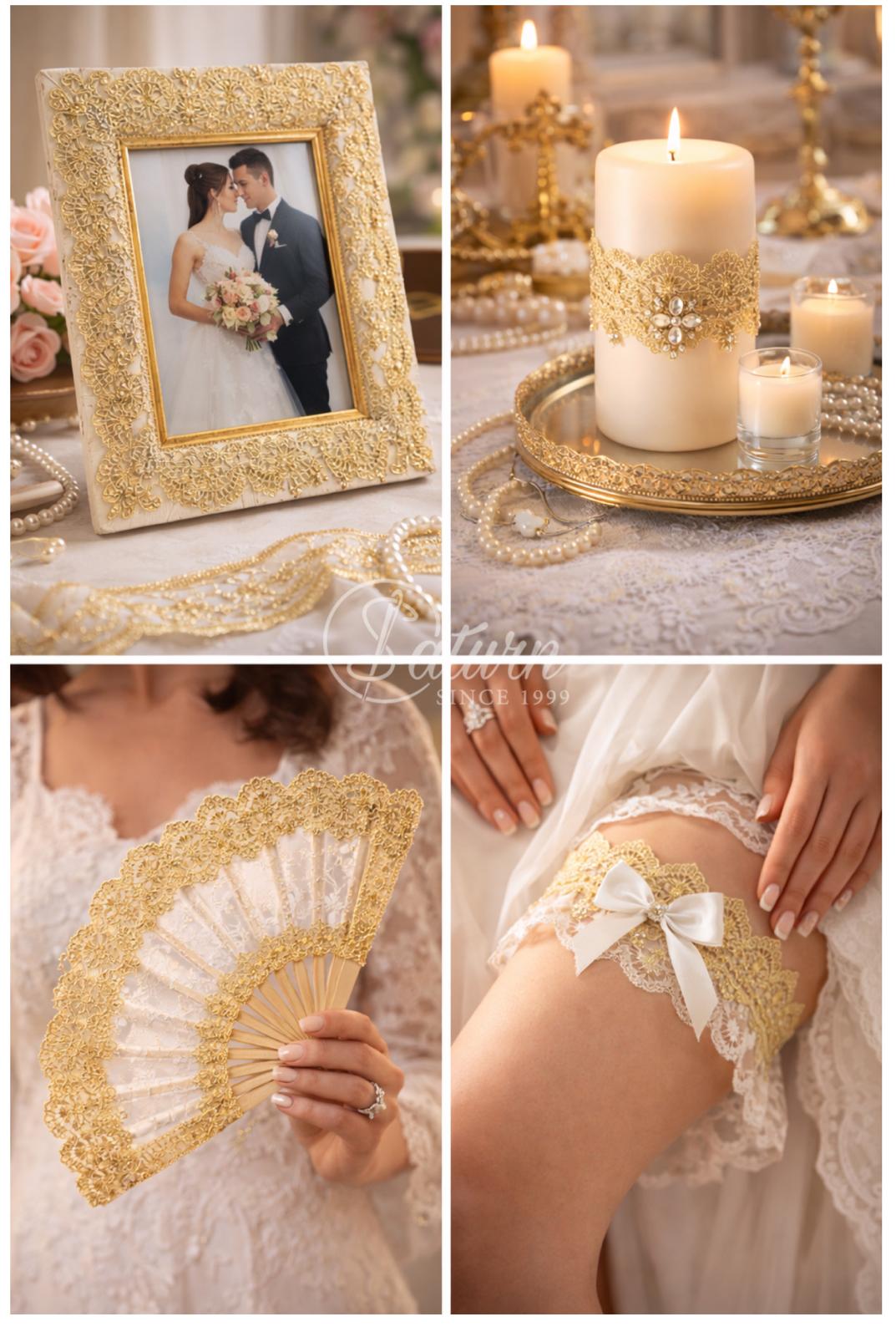 Dantela aurie brodata 9 cm – dantela decorativa premium pentru haine, biserica, decoratiuni – vanduta la metru