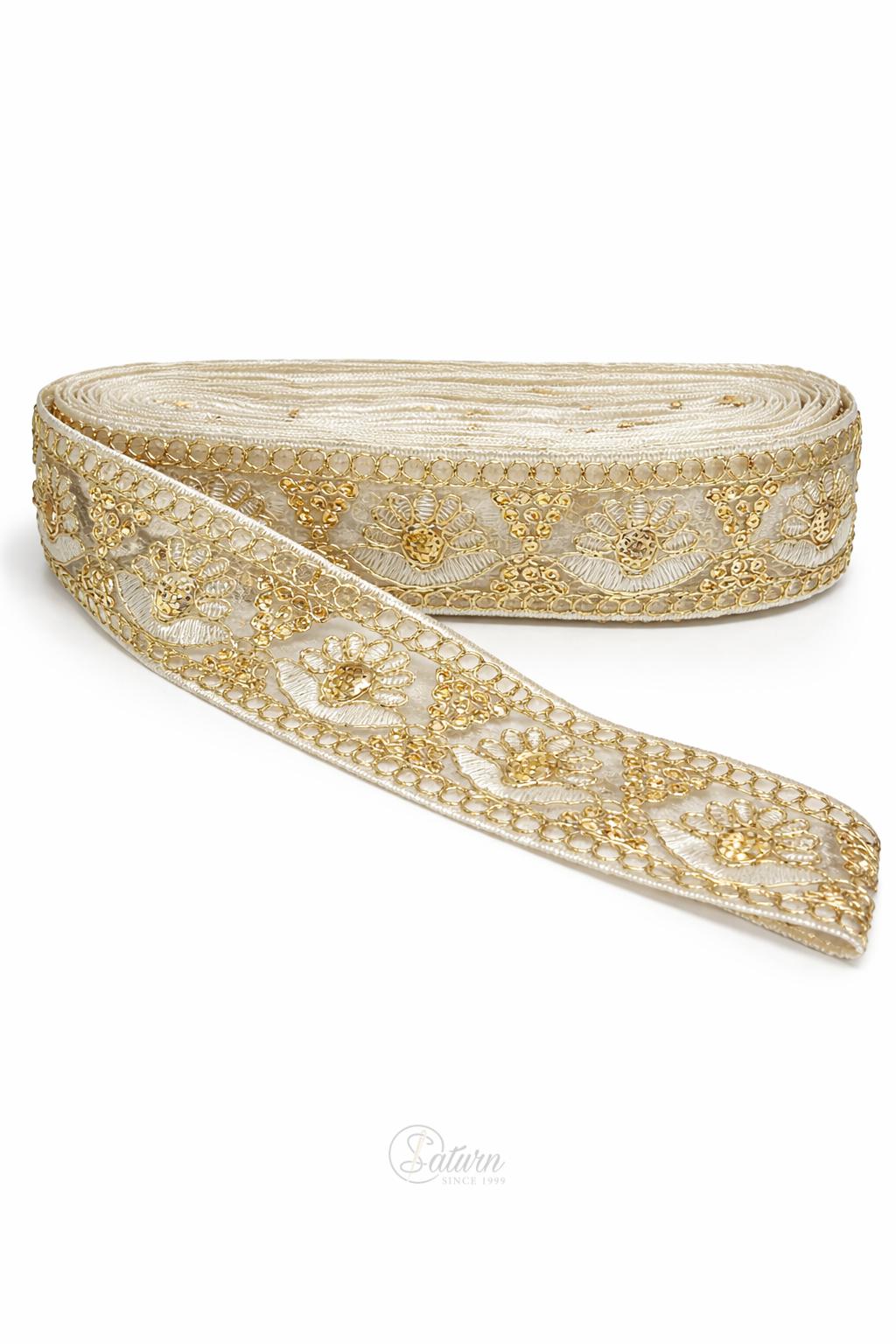 Banda decorativa brodata  cu paiete pentru rochii, costume si decor elegant/la metru 