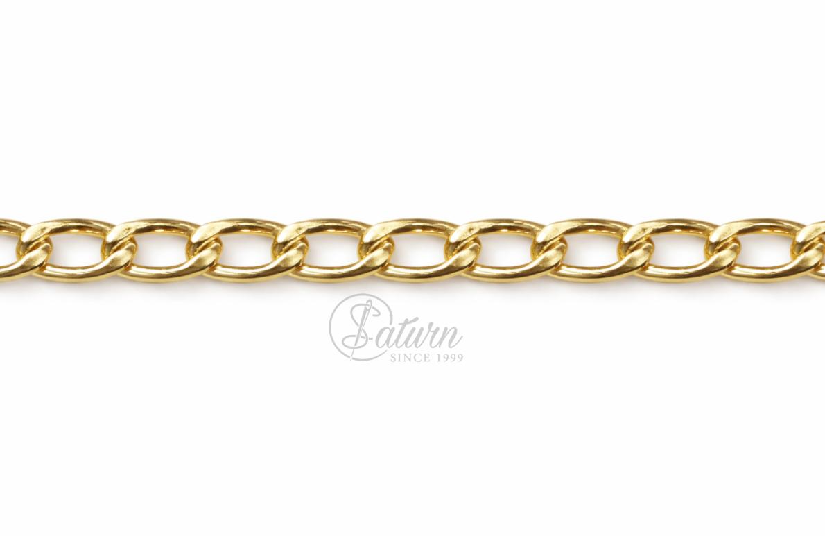 Lant metalic C-01 Argintiu/Auriu 9,4×15 mm – la metru |Lant decorativ pentru genti, accesorii si bijuterii
