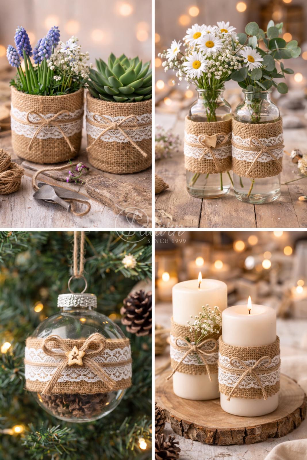 Banda Iuta cu Dantela – Latime 5 cm – Rola 10 m – Decor Rustic