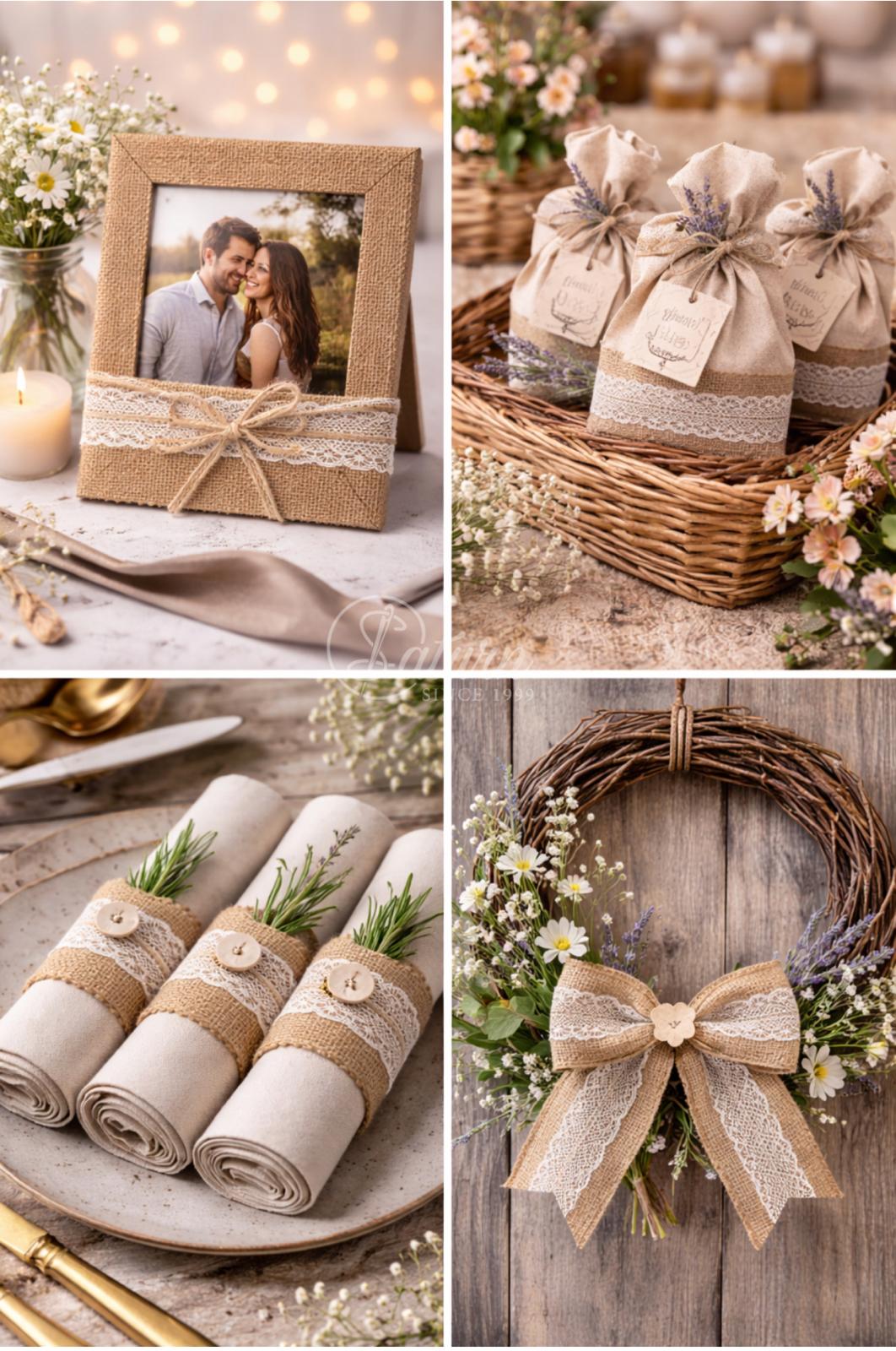 Banda Iuta cu Dantela – Latime 5 cm – Rola 10 m – Decor Rustic
