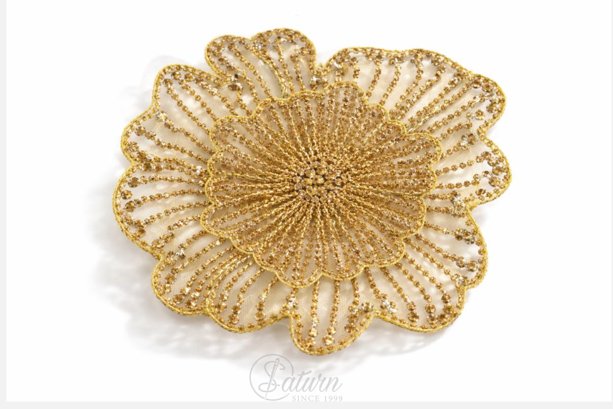 Floare Din Tulle,Strasuri Si Pietre 3D/ 23cm