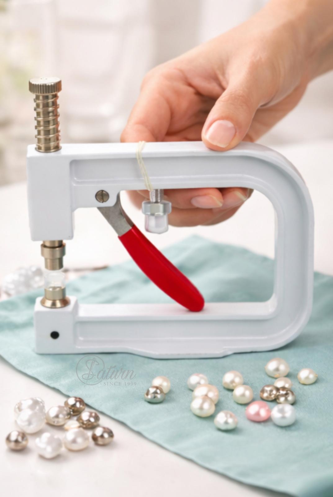 Aparat de capsat perle și margele  – Presa manuală cu capete 4–10 mm pentru textile, genți și accesorii