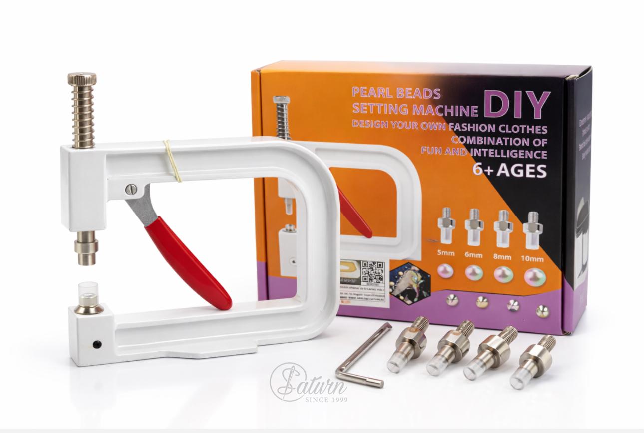 Aparat de capsat perle și margele  – Presa manuală cu capete 4–10 mm pentru textile, genți și accesorii