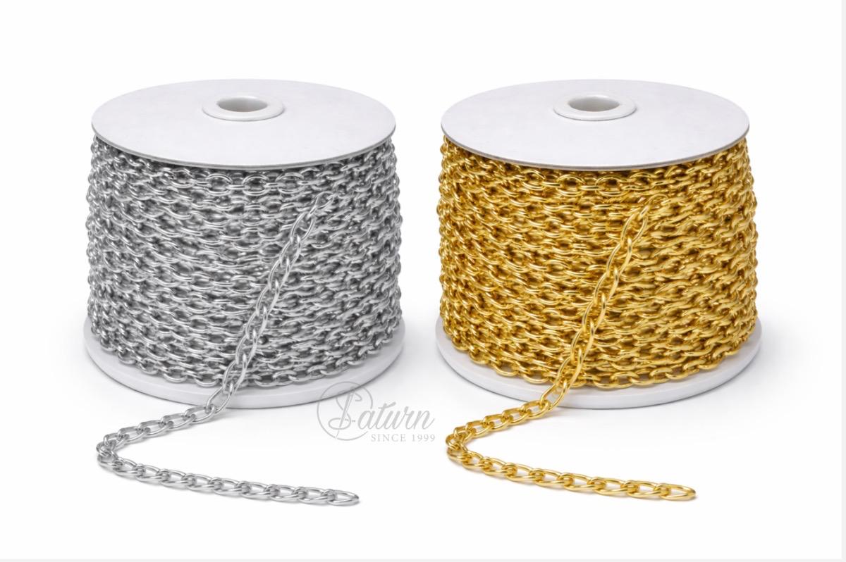 Lant Metalic C-40 9,1×12,5 mm – Auriu /Argintiu | la Metru/Lant decorativ pentru genti, accesorii si bijuterii