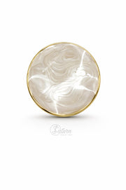 Nasturi decorativi N#11 alb sidefat cu rama aurie, finisaj premium – set 10 bucati, 48L (30 mm)