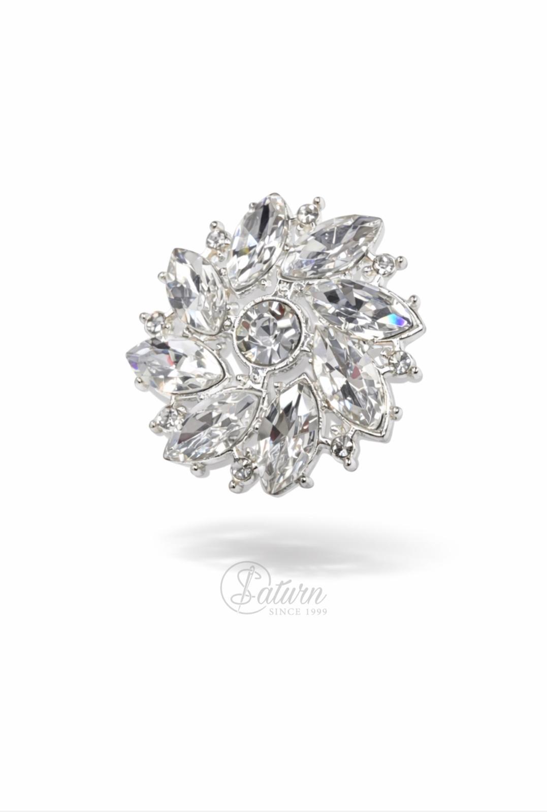 Nasturi metalici decorativi N#14 cu cristale argintii 44L (2,5 cm) – set 10 buc