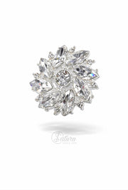 Nasturi metalici decorativi N#14 cu cristale argintii 44L (2,5 cm) – set 10 buc