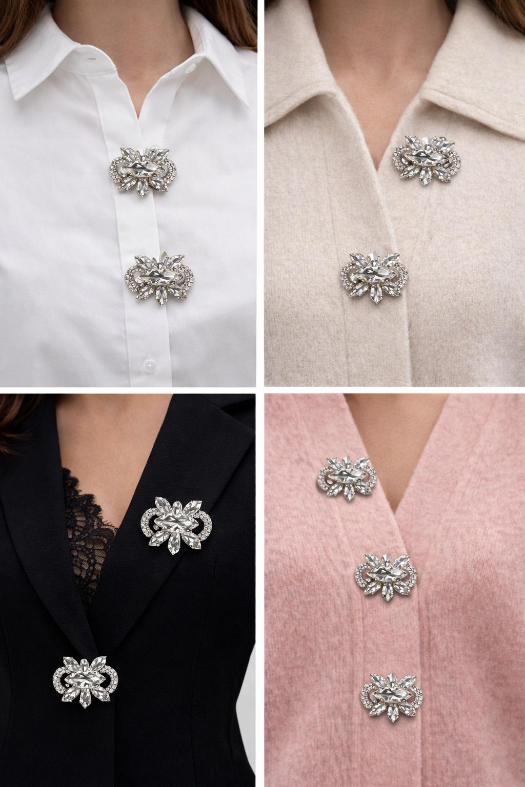 Nasturi metalici decorativi  N#18 cu cristale argintii 40L (2,5cm)set 10 buc