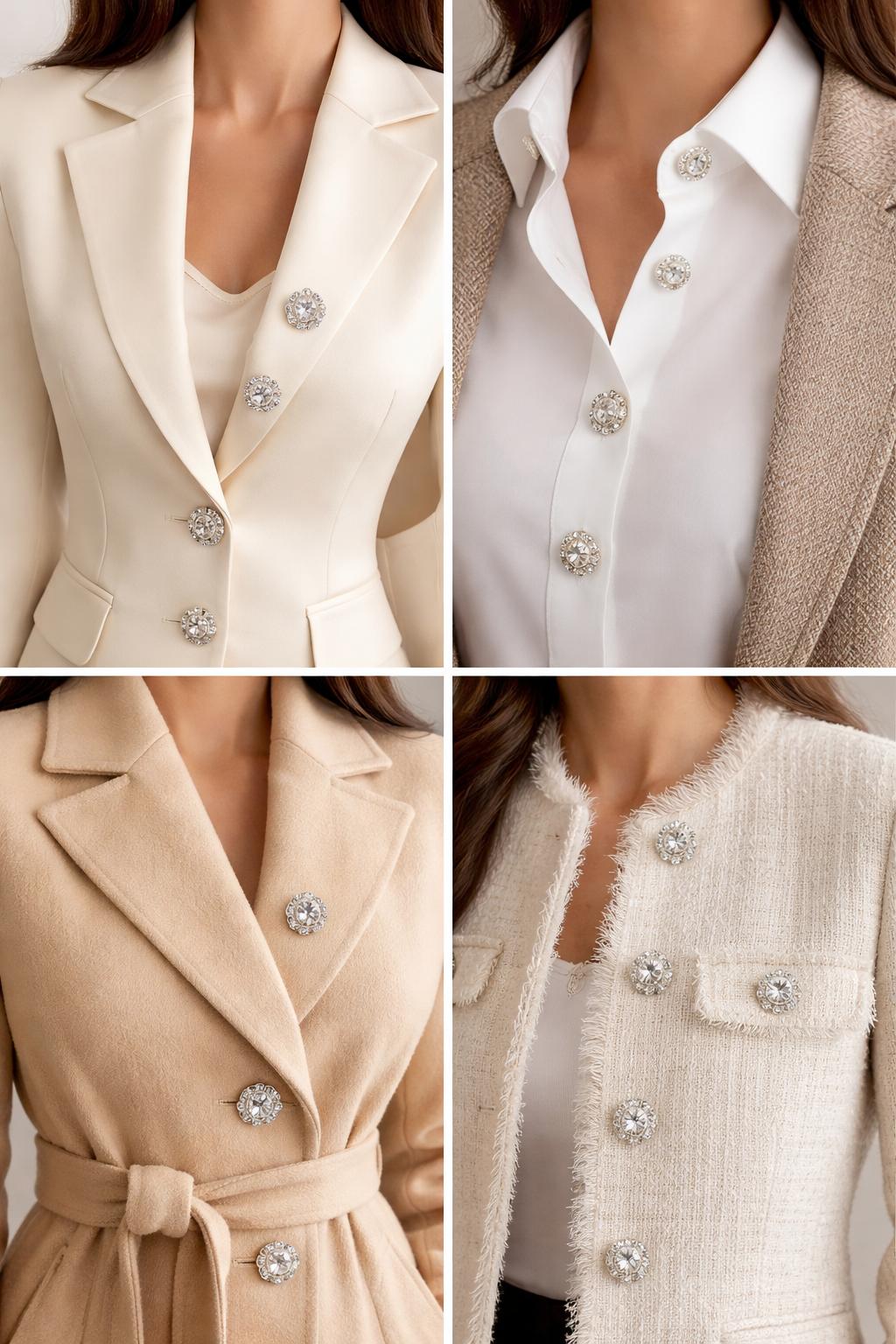 Nasturi metalici decorativi  N#20 cu cristale argintii 44L (2,7cm)set 10 buc