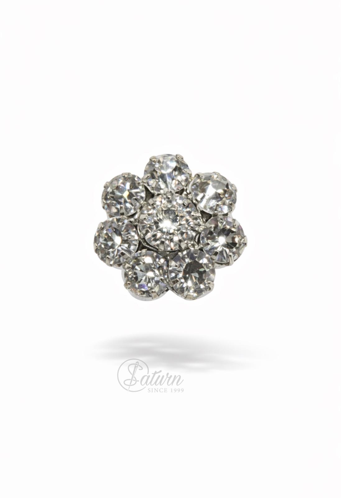 Nasturi metalici decorativi  N#23 cu cristale argintii 36L (2,5cm)set 10 buc