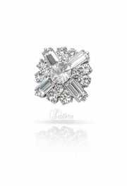 Nasturi metalici decorativi  N#26 cu cristale argintii 40L (2cm)set 10 buc