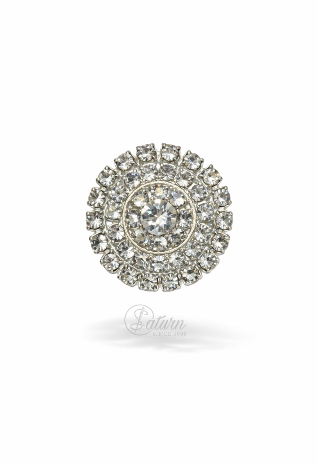 Nasturi metalici decorativi  N#27 cu cristale argintii 36L (2cm)set 10 buc