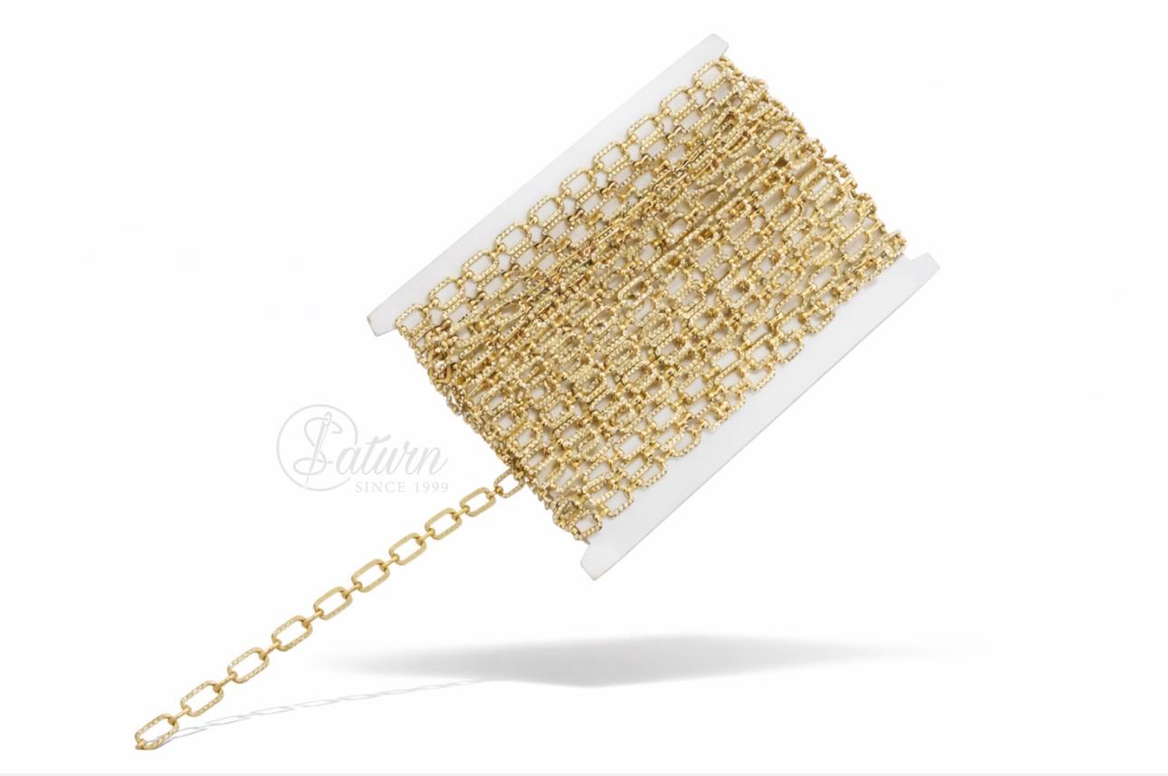 Lant Zale cu  Pietre Decorative 1 Cm Latime 2 Cm Lungime  – Auriu / Argintiu |la Metru