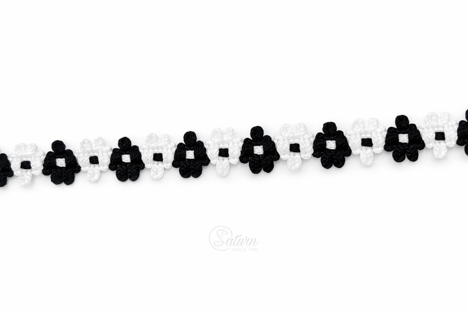 Banda decorativa cu floricele 1,5 cm – bordura textila brodata la metru pentru haine si accesorii 1,5 cm – bordura textila brodata la metru pentru haine si accesorii