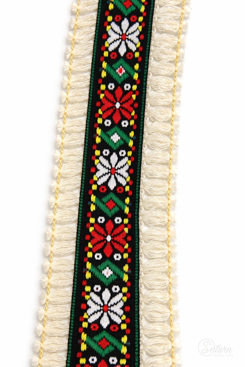 Banda decorativa etno /la metru 5 cm – banda textila cu model traditional pentru haine si decoratiuni